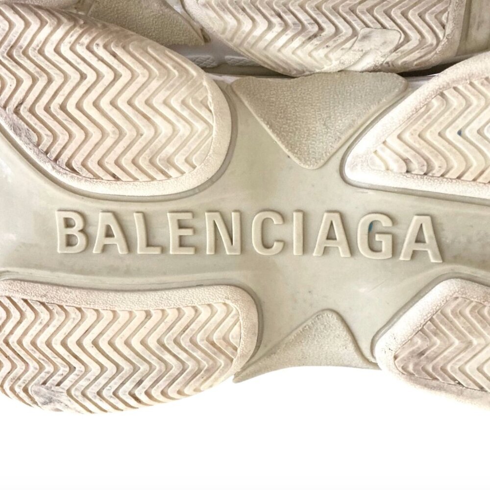 BALENCIAGA Triple S Sneakers Size 13 534217 Mesh Leather Designer White & Gray - Picture 13 of 15